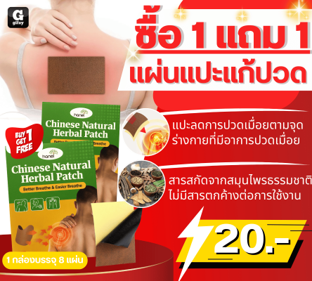 Chinese Natural Herbal Patch แผ่นแปะแก้ปวด ซื้อ 1 แถม 1