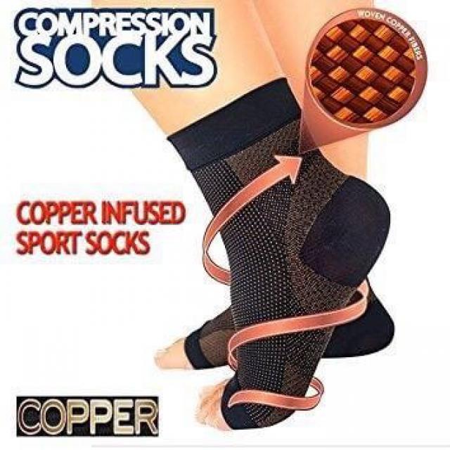 copper anti fatigue foot sleeves ถุงเท้าลดป่วยเมื่อยบริเวณเท้า ราคาส่ง 55 บาท