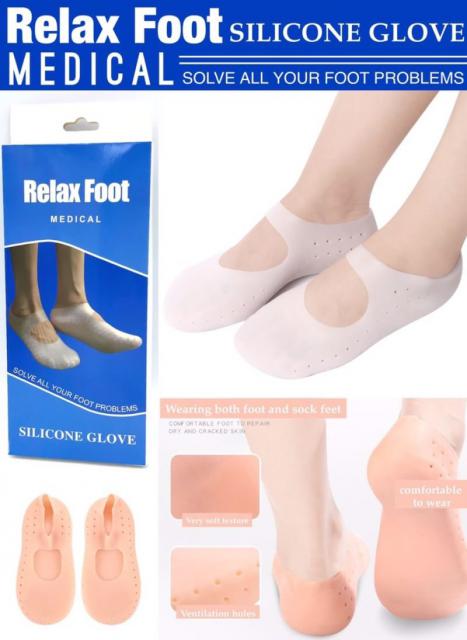  Relax Foot silicone ถุงเท้าซิลิโคนแบบมีเส้นคาดกันหลุด แก้ปวดรอบเท้า เนื้อนุ่มใส่สบายเท้า ราคาส่ง 55 บาท