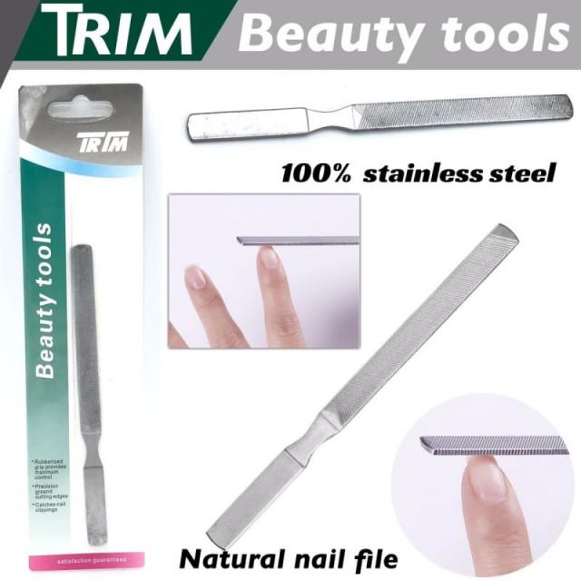 Trim Beauty tools ที่ตะไบเล็บสแตนเลส 2 ด้าน แบบด้ามจับ เล็บสวยแบบธรรมชาติ ราคาส่ง 25 บาท