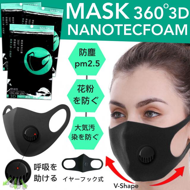 Mask 360* 3D Nanotecfoam หน้ากากปิดจมูกนาโนเทคโฟมวาล์ว ราคาส่ง 35 บาท