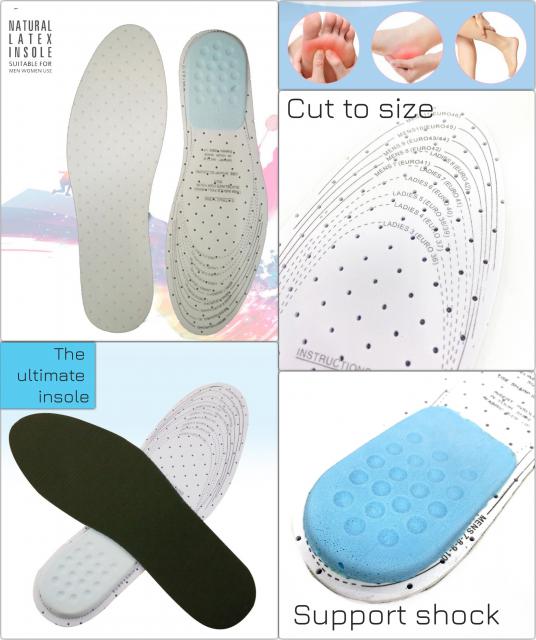 Natural latex insole พื้นรองเท้าโหมเนื้อนุ่มรองรับเท้า พร้อมเสริมส้นเท้า ราคาส่ง 25 บาท