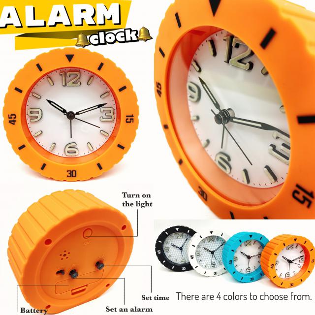 Alarm clock นาฬิกาตั้งปลุกแบบตั้งโต๊ะ พร้อมปุ่มไฟ Led แบบหมุน 2 เข็ม ราคาส่ง 55 บาท