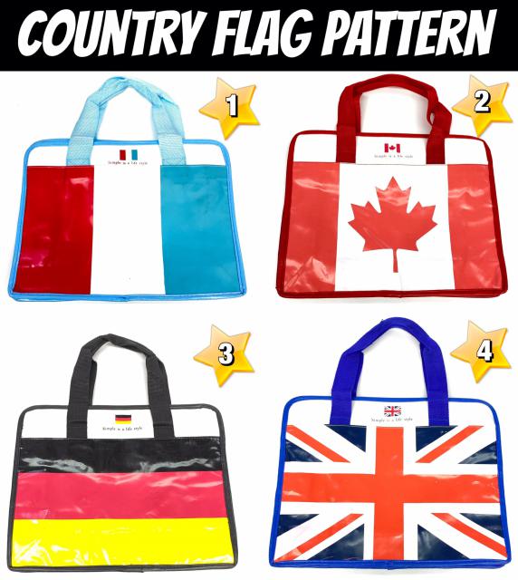 Country bag กระเป๋าใส่ของอเนกประสงค์ ลายธงชาติ แบบหูหิ้วคู่ หนังแก้วกันน้ำ ราคาส่ง 25 บาท