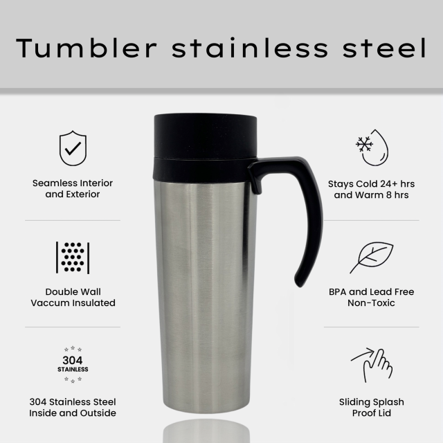 Tumbler stainless steel handle แก้วน้ำสแตนเลสมือจับ ซื้อ 1 แถม 1