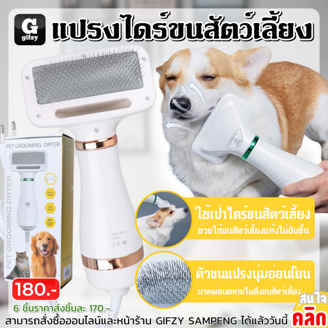 Pet grooming dryer แปรงไดร์ขนสัตว์เลี้ยง ราคาส่ง 170 บาท