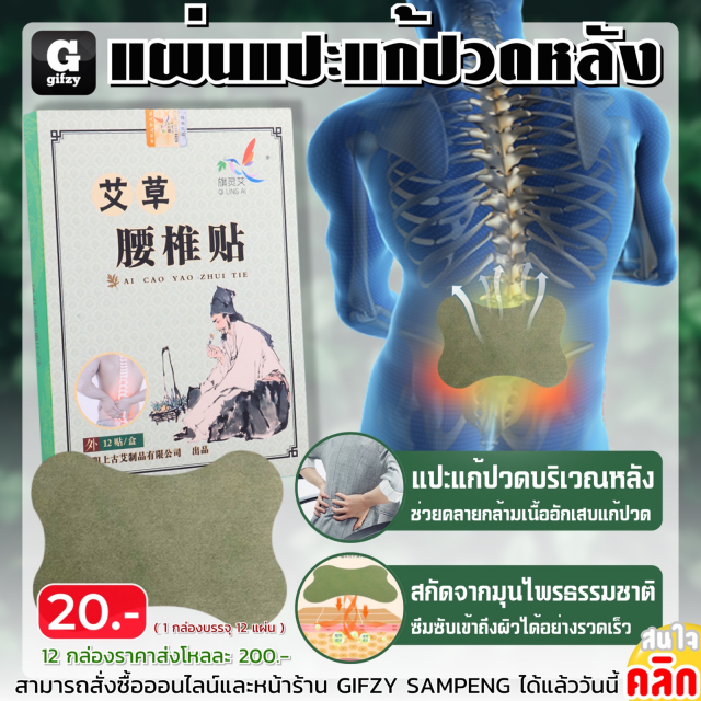 Back pain relief patch แผ่นแปะแก้ปวดหลัง 12 กล่องราคาส่ง 200 บาท