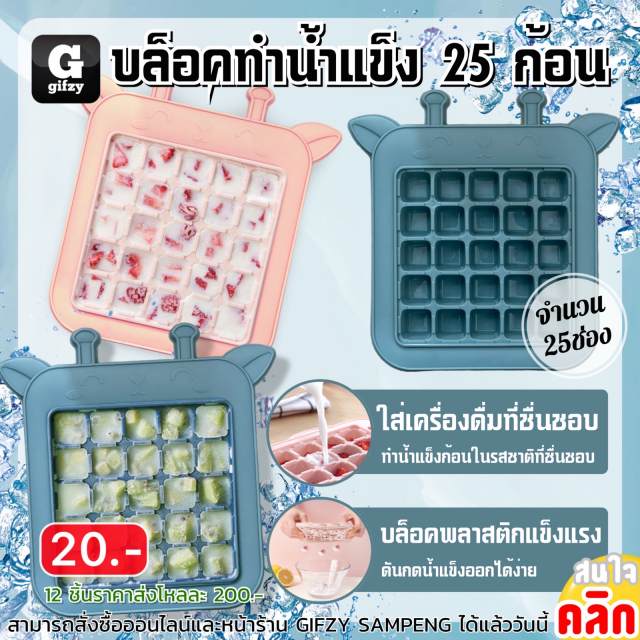 Ice block 25 cubes บล็อคทำน้ำแข็ง 25 ก้อน 12 ชิ้นราคาส่ง 200 บาท