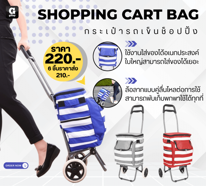 SHOPPING CART BAG กระเป๋ารถเข็นช็อปปิ้ง ราคาส่ง 210 บาท
