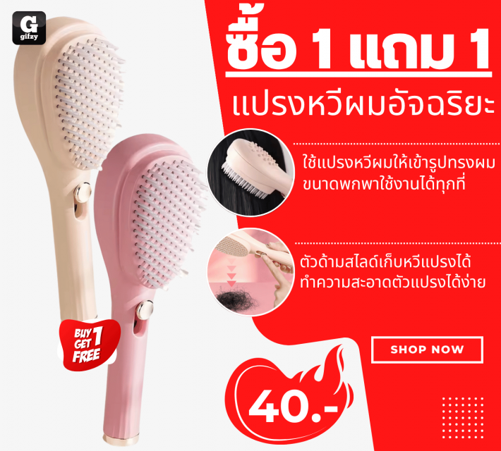 Smart Hair Brush แปรงหวีผมอัจฉริยะ ซื้อ 1 แถม 1 