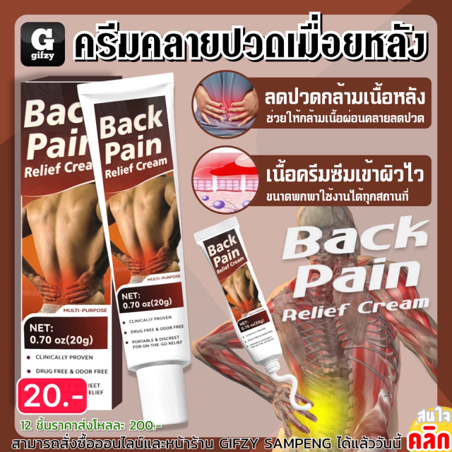 Back pain relief cream ครีมคลายปวดเมื่อยหลัง 12 ชิ้นราคาส่ง 200 บาท