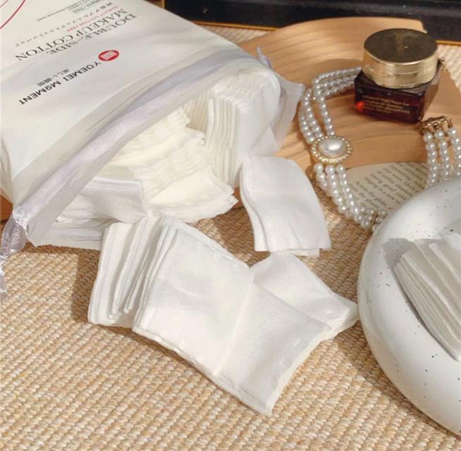 DOUBLE SIDE MAKEUP COTTON แผ่นลำลีเช็ดหน้า ราคาส่ง 25 บาท