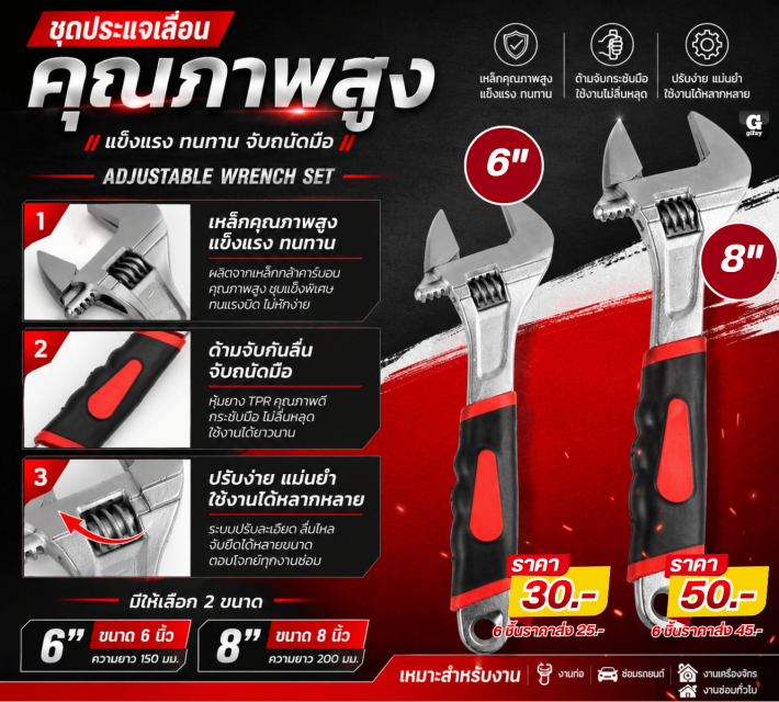 ADJUSTABLE WRENCH SET ชุดประแจเลื่อน
