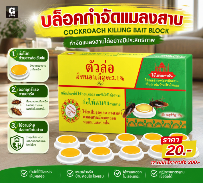COCKROACH KILLING BAIT BLOCK บล็อคกำจัดแมลงสาบ 12 