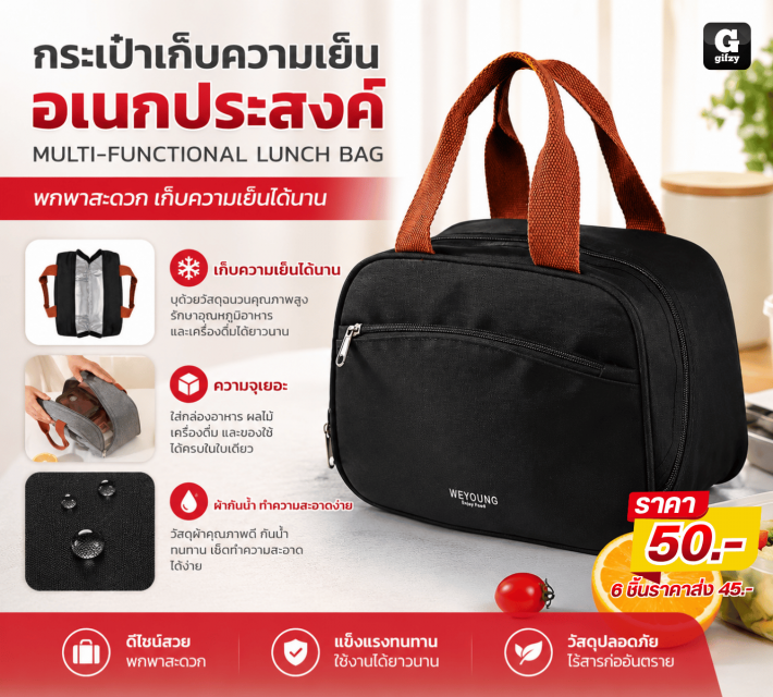 MULTI FUNCTIONAL LUNCH BAG กระเป๋าเก็บความเย็นอเนก