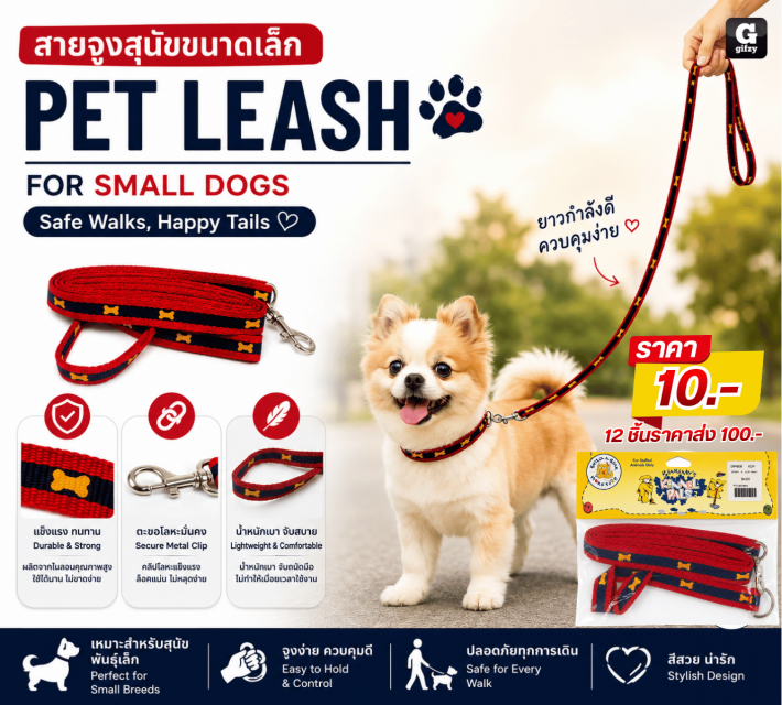PET LEASH สายจูงสุนัขขนาดเล็ก 12 ชิ้นราคาส่ง100บาท
