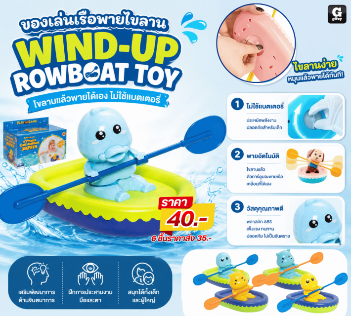 WIND UP ROWBOAT TOY ของเล่นเรือพายใขลาน