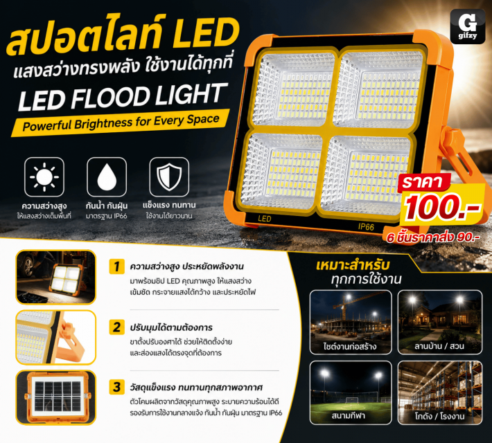 LED FLOOD LIGHT สปอตไลท์ LED ราคาส่ง 90 บาท