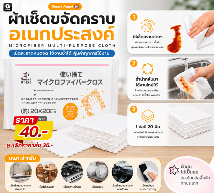 MICROFIBER MULTI PURPOSE ผ้าเช็ดขจัดคราบอเนกประสงค