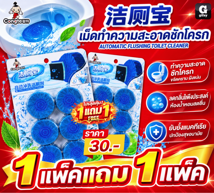 AUTOMATIC FLUSHING TOILET CLEANER ซื้อ 1 แถม 1