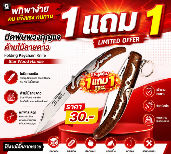Folding Keychain Knife มีดพับพวงกุญแจ ซื้อ 1 แถม 1