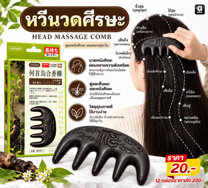HEAD MASSAGE COMB หวีนวดศีรษะ 12 กล่อง