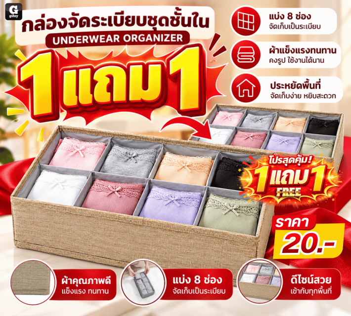 UNDERWEAR ORGANIZER กล่องจัดระเบียบ ซื้อ 1 แถม 1