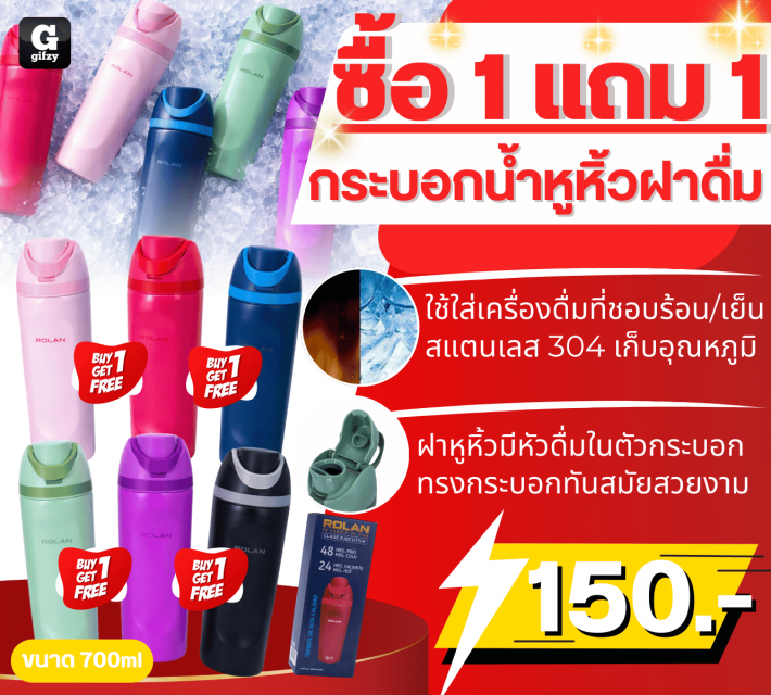 Water bottle handle drinking กระบอกน้ำหูหิ้วฝาดื่ม ซื้อ 1 แถม 1