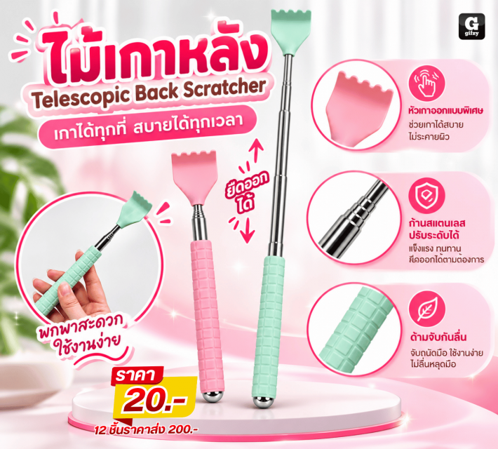 Telescopic Back Scratcher ไม้เกาหลัง 12 ชิ้น