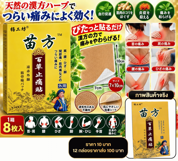 Herbal Pain Relief Patch แผ่นแปะสมุนไพรบรรเทาปวด
