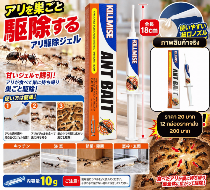 Ant Bait Gel เจลเหยื่อกำจัดมด 12 กล่องราคาส่ง 200 