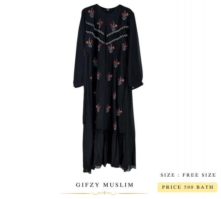 ชุดอาบาย่าปักลายดอกไม้ ราคา 500 บาท