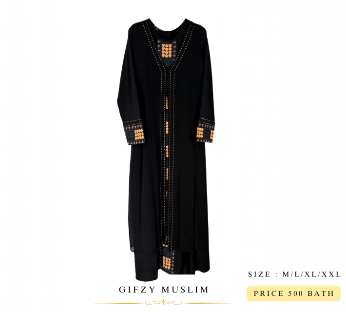 ชุดอาบาย่าลายเส้นขอบปักลาย ราคา 500 บาท