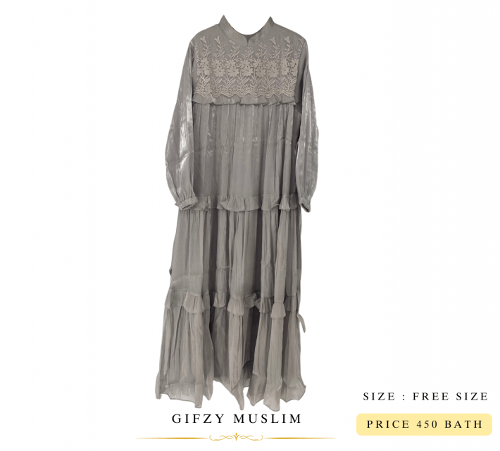 AMINA GREY ELEGANCE DRESS เดรสอะมีน่าเกรย์อีเลแกนซ