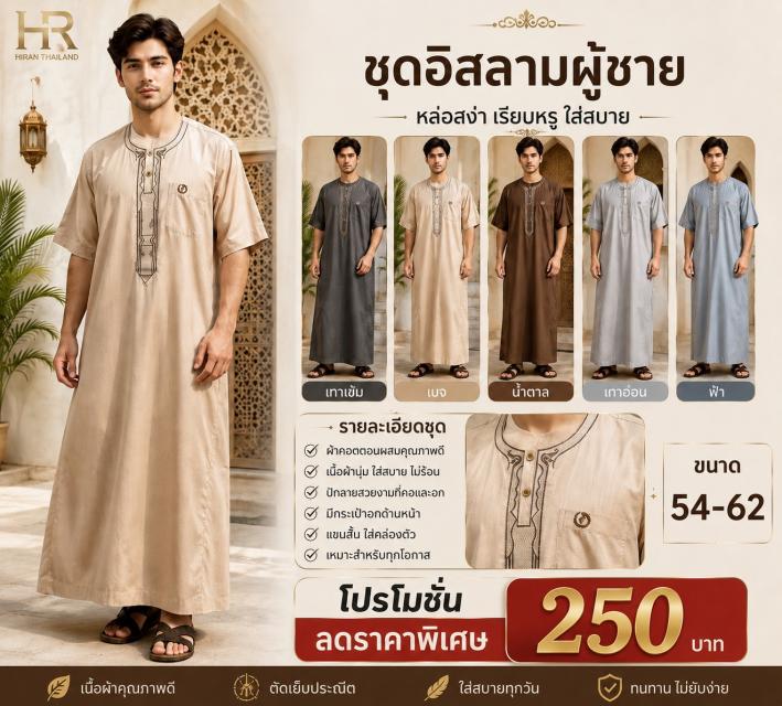 Men Embroidered Muslim Robe ชุดอิสลามผู้ชายปักลาย 
